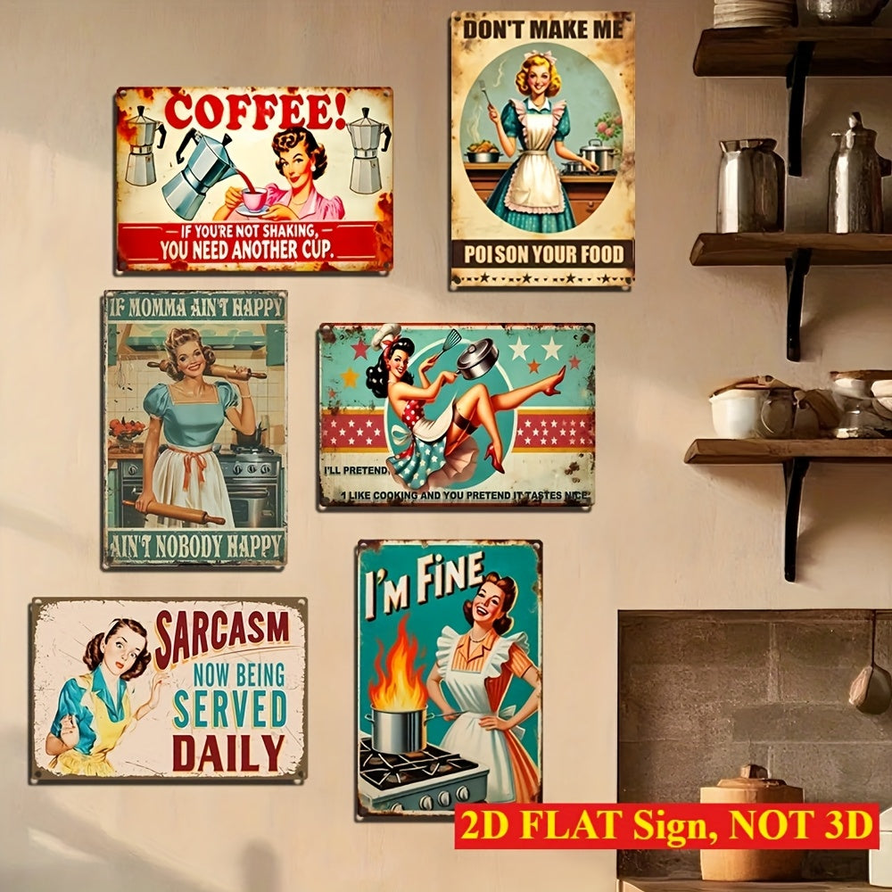Retro Metal Tin Wall Signs Set Of Six For Home Bar And Garage With Womens Humor Quotes Funny
