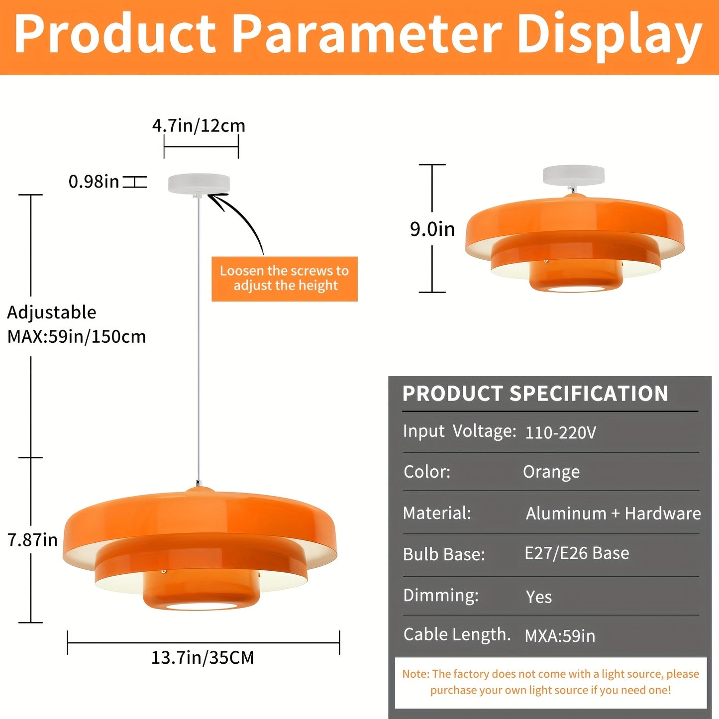 Mid Century Modern Pendant Light For Kitchen Island Metal Shade