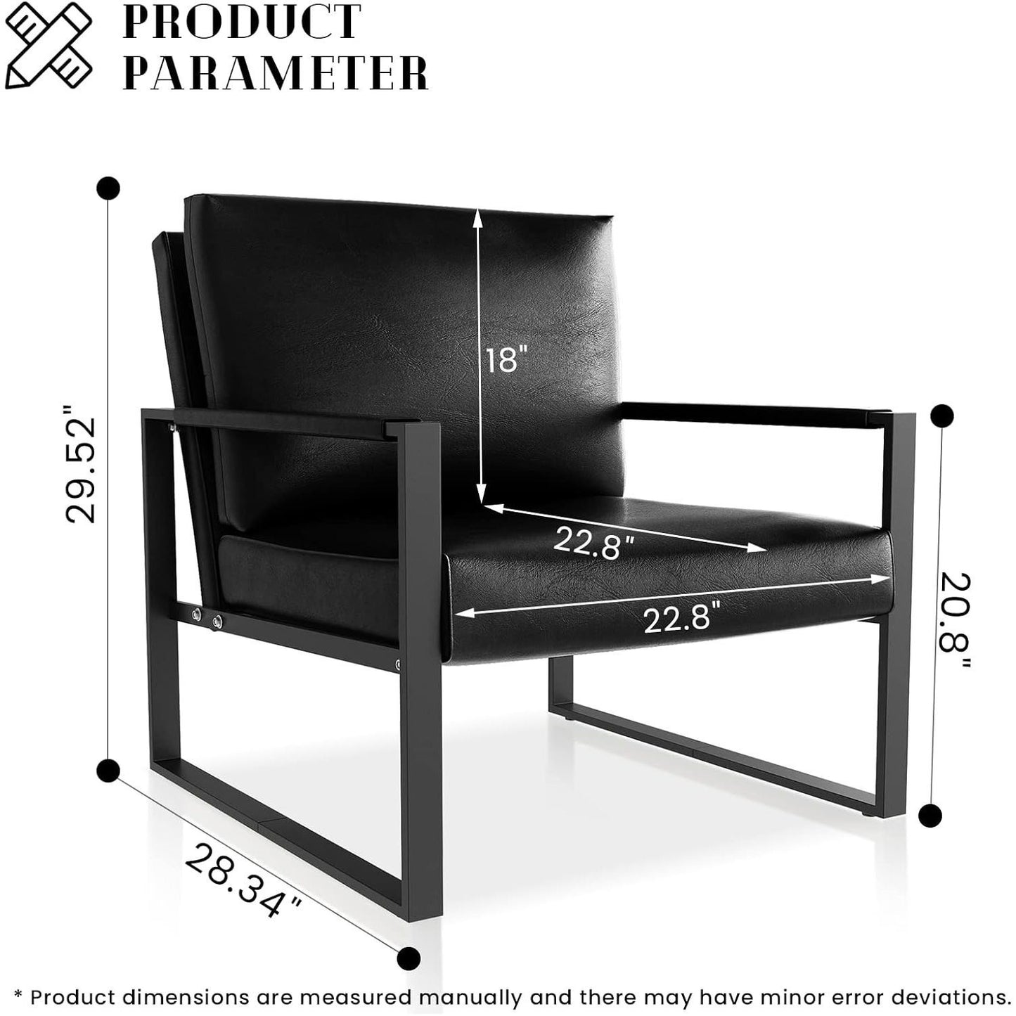 LTTROMAT Modern Accent Chair Set Of 2 Faux Leather Armchairs