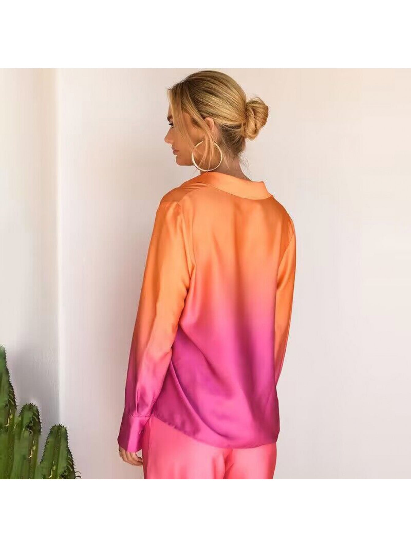 Women's Two-Piece Long Sleeve Shirt Set With Pockets