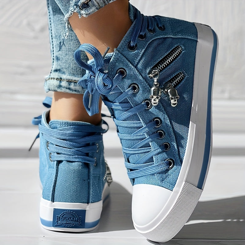Chicme Skull Pattern Lace Up Sneakers