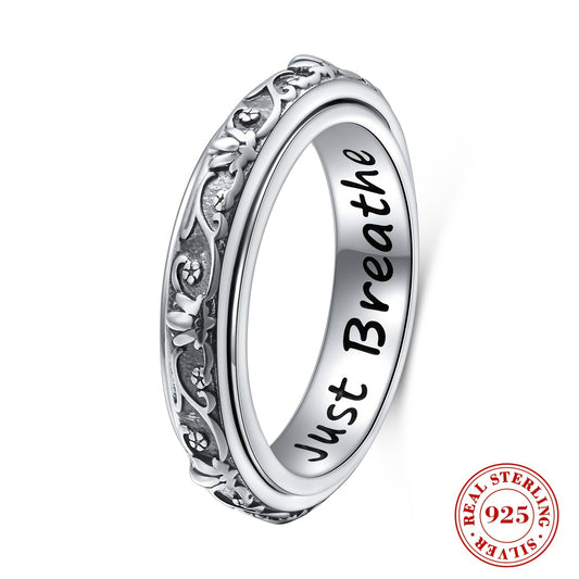 DAOCHONG S925 Silver Lotus Fidget Ring Just Breathe