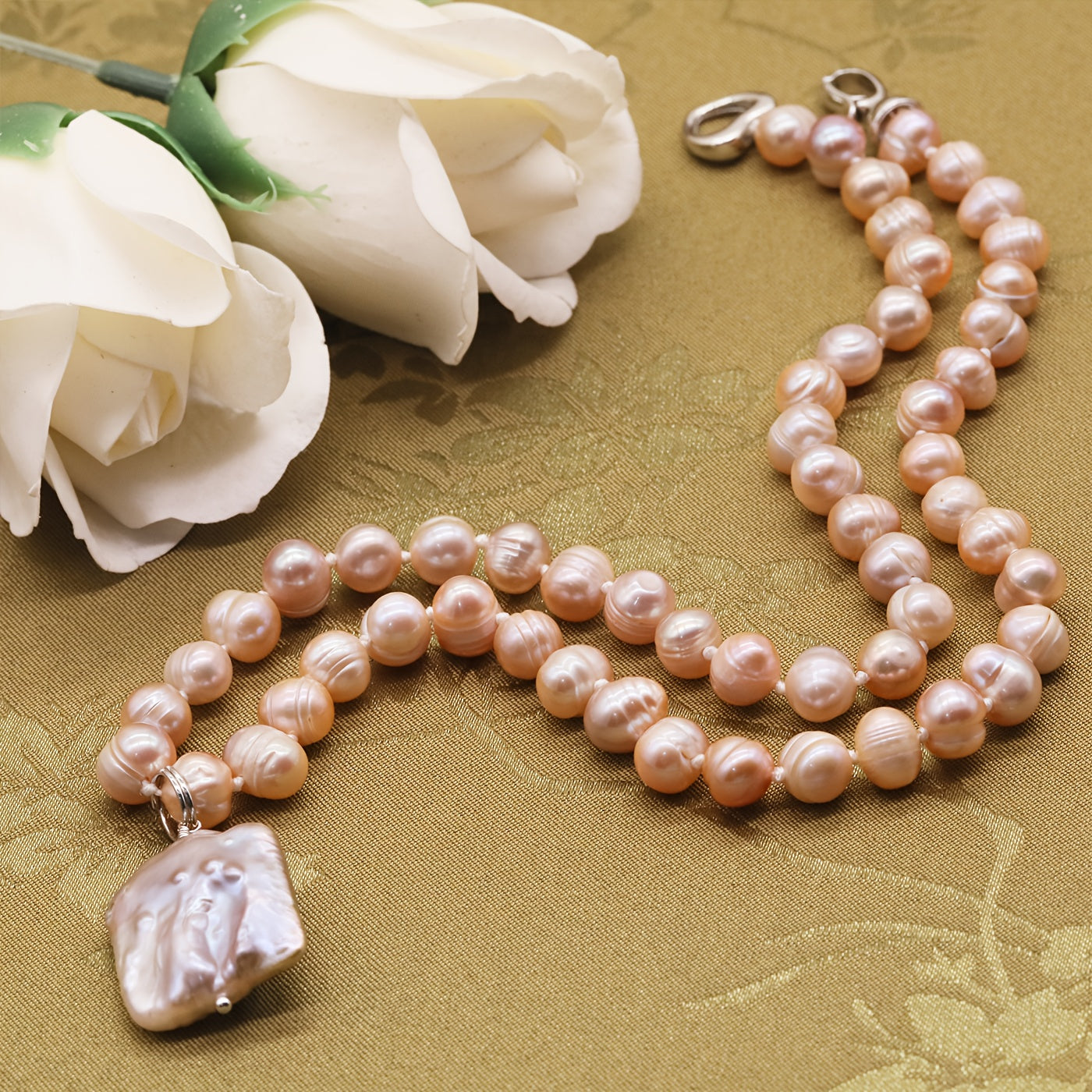Handmade Freshwater Pearl Necklace With Baroque Pendant Gift Box