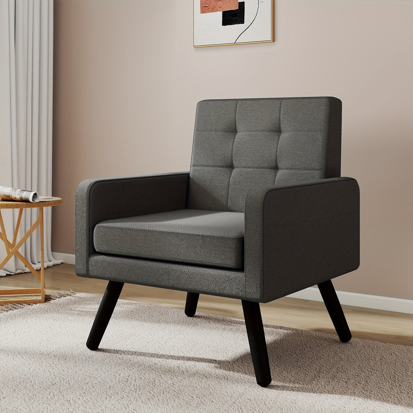 KROFEM Accent Chair Mid-Century Modern With Ergonomic Backrest