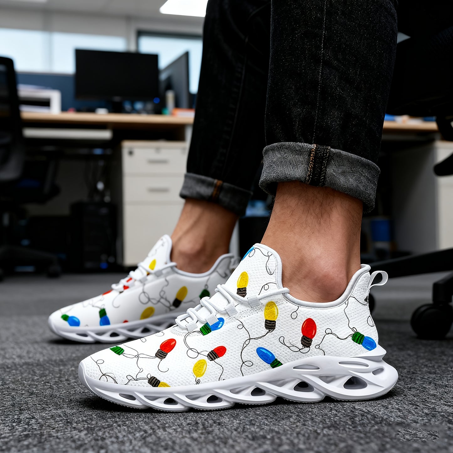 Seamless Pattern Christmas Lights And Connecting Wires Decor