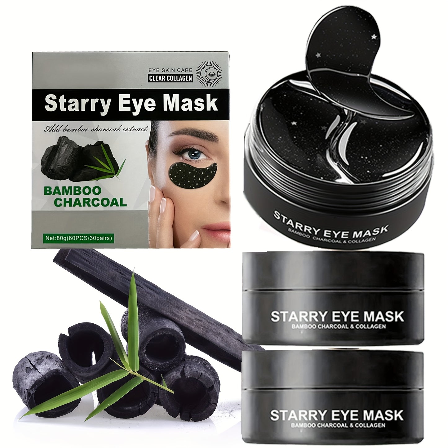 NORBIE Bamboo Charcoal Eye Masks With Collagen Deep Hydration
