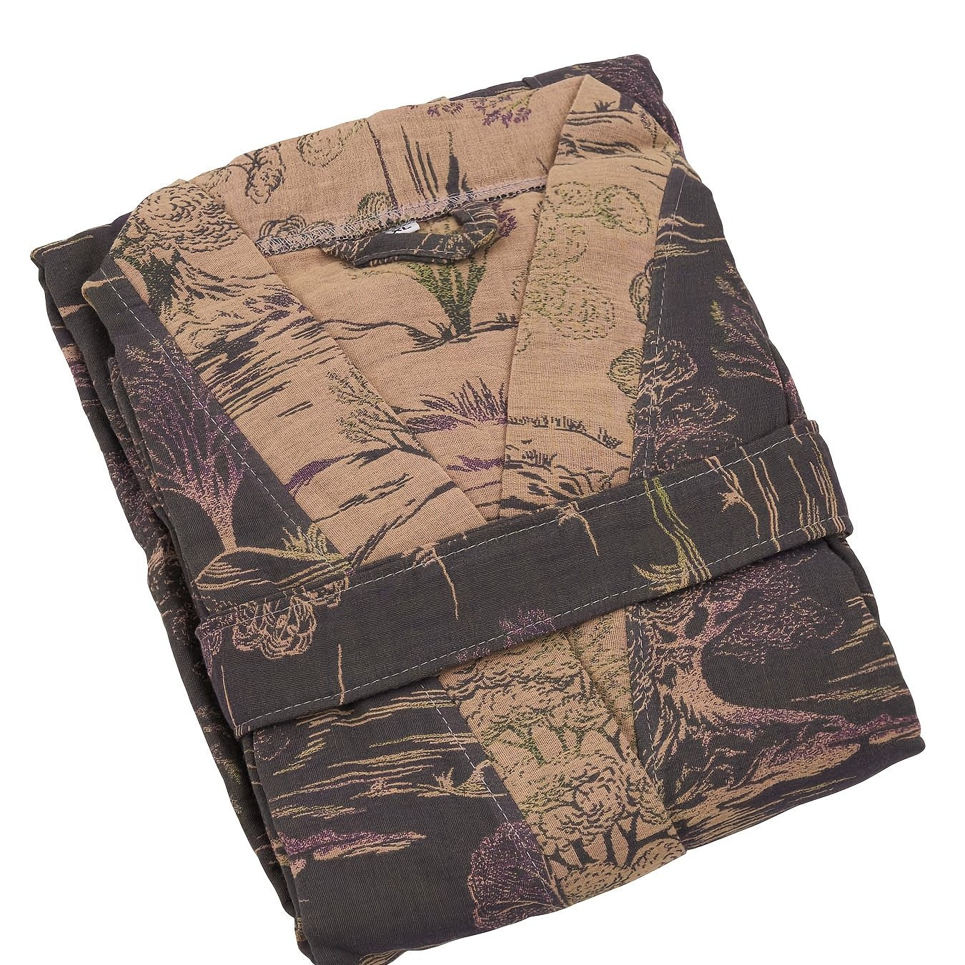 Mach Double Gauze Bathrobe With Pockets Lightweight Bohemian Floral Kimono