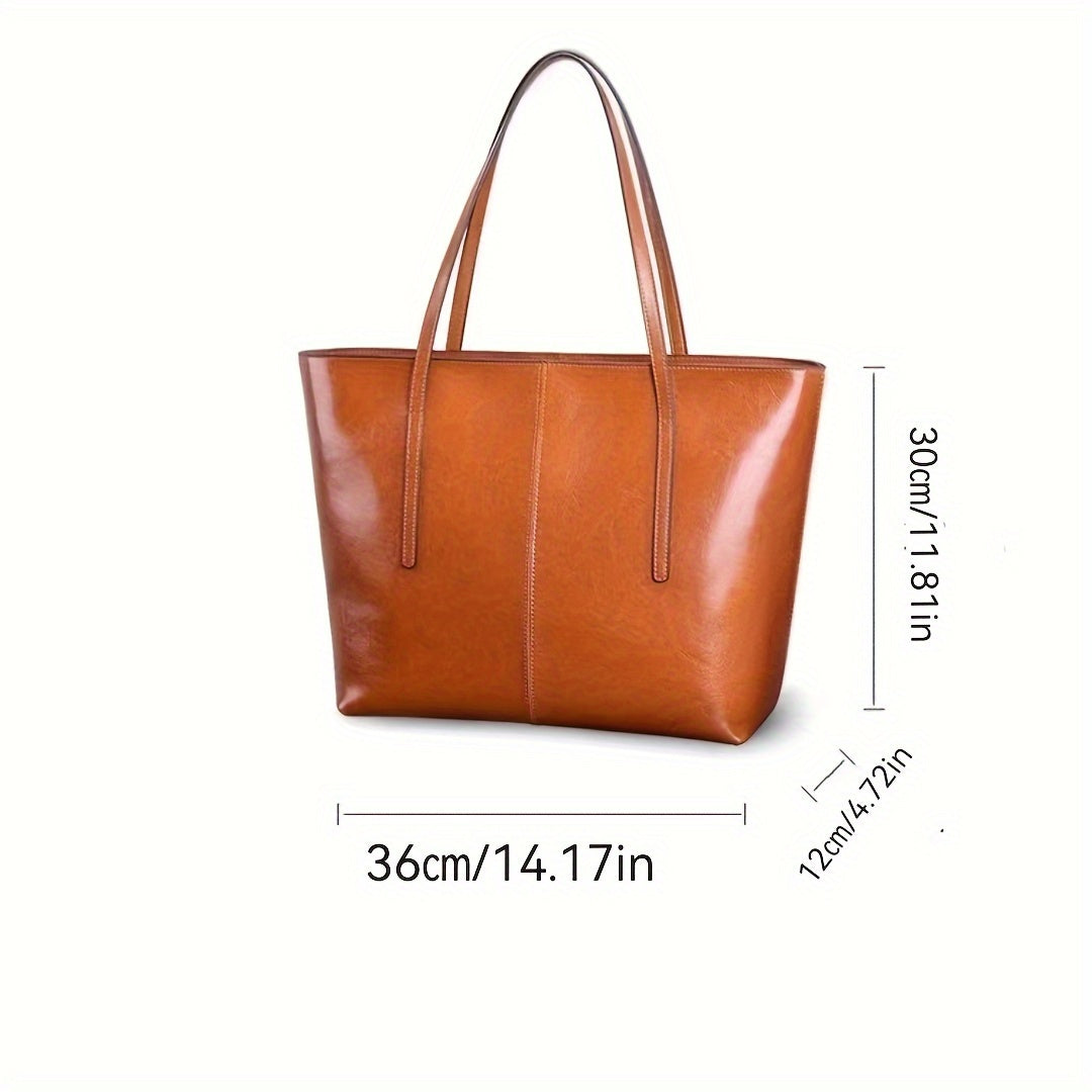 Genuine Leather Vintage Slit Tote Bag With Top Handle