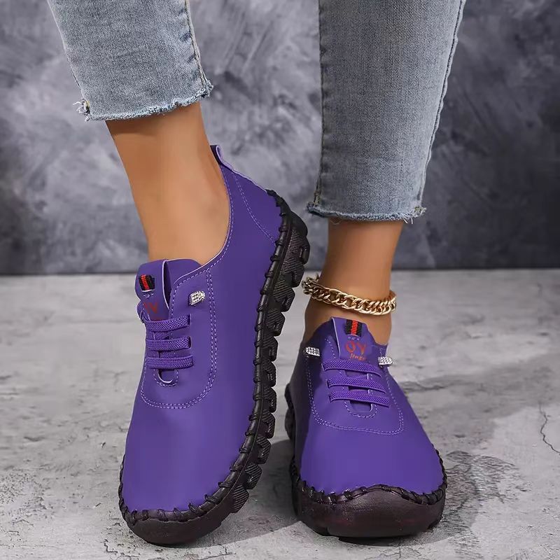 CEDUOOUO All Season Casual Sneakers For Women Round Toe PU
