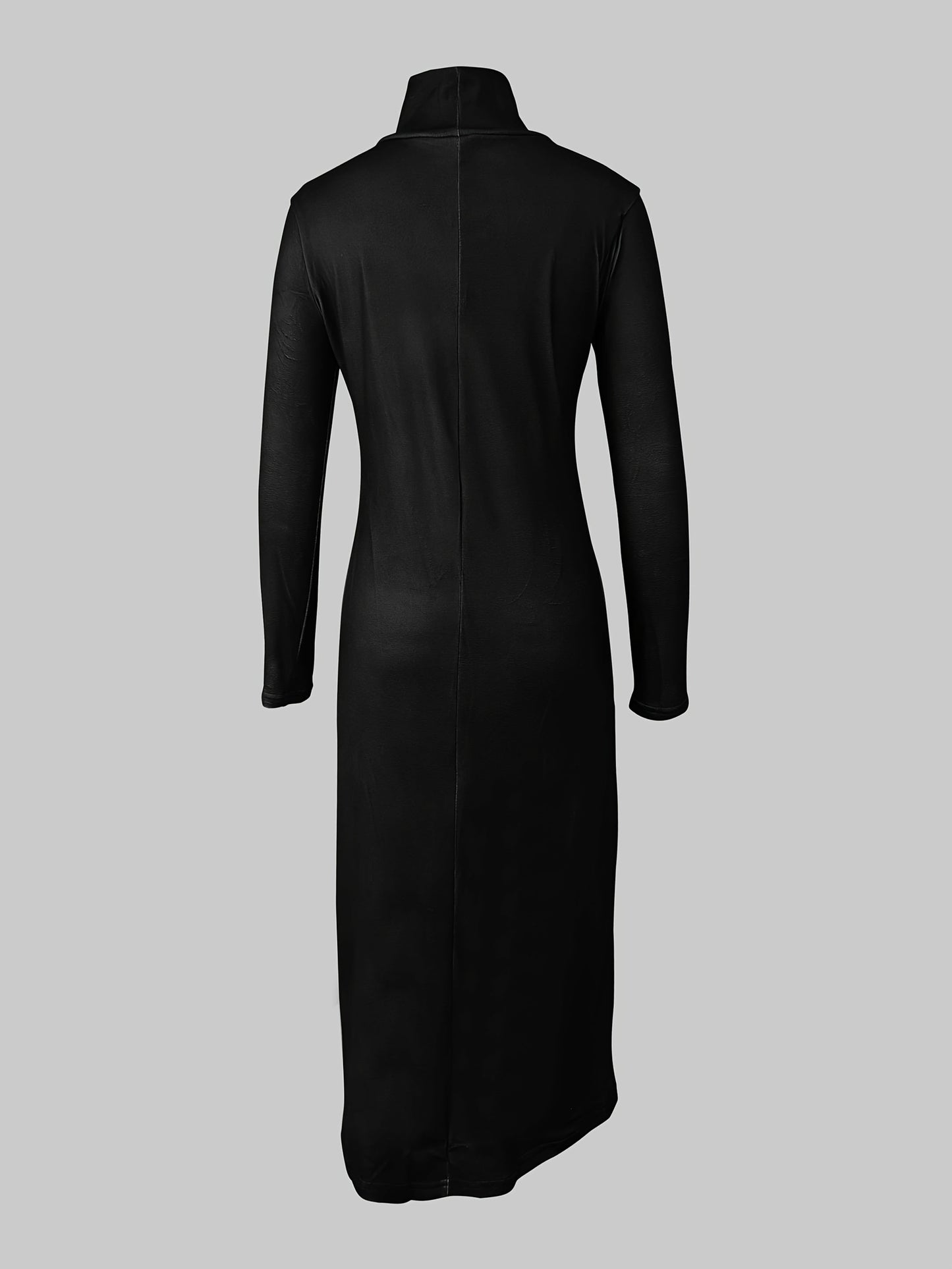 Elegant Slim Fit Asymmetrical Turtleneck Sweater With Long Sleeves