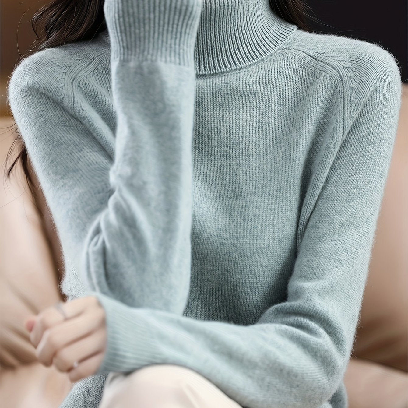 FMEC Soft Turtleneck Sweater Women High Neck Knit