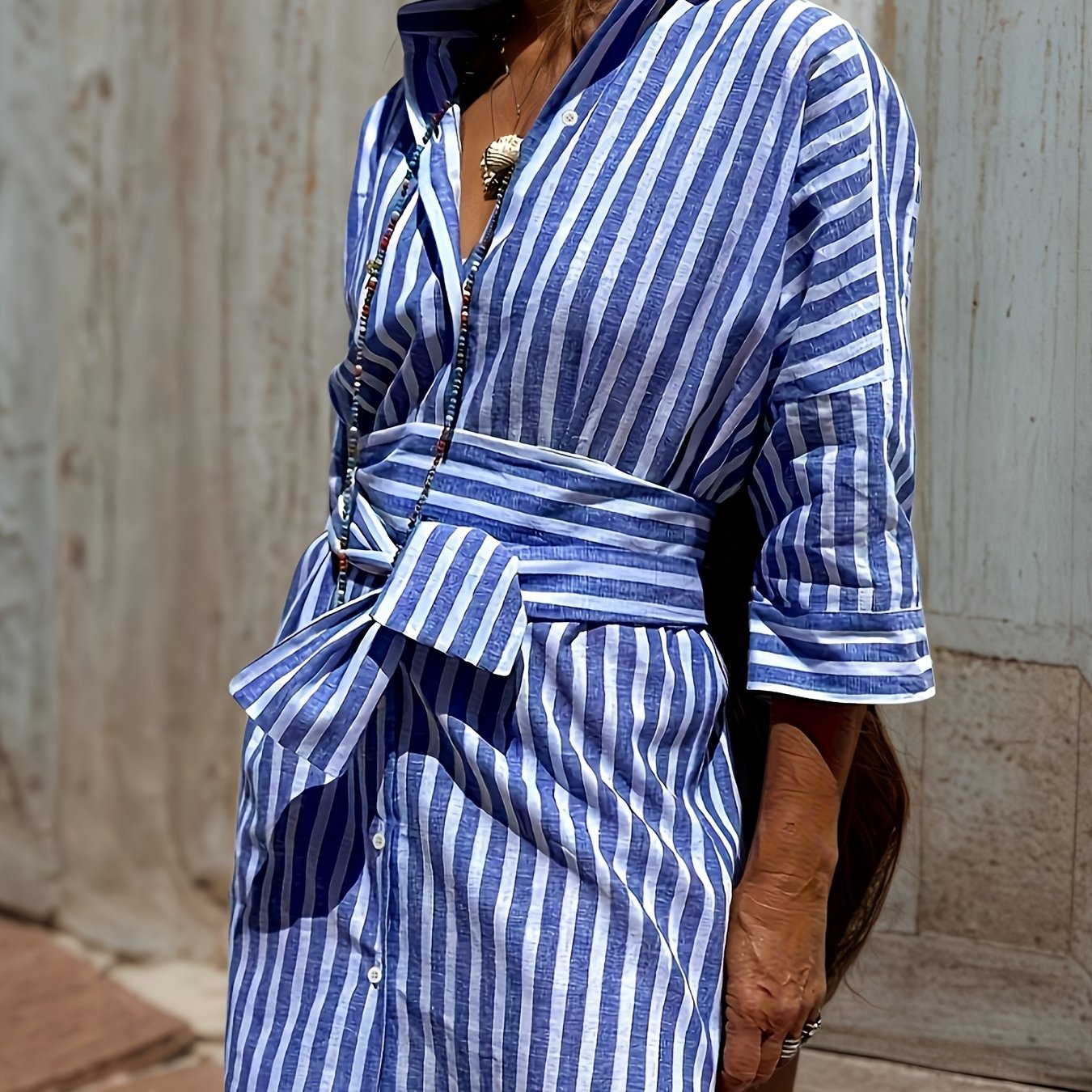 Adu Womens Shirt Dress Belted Waist Machine Washable