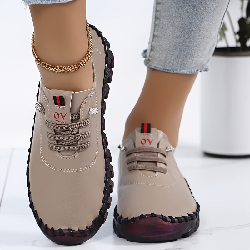 CEDUOOUO All Season Casual Sneakers For Women Round Toe PU