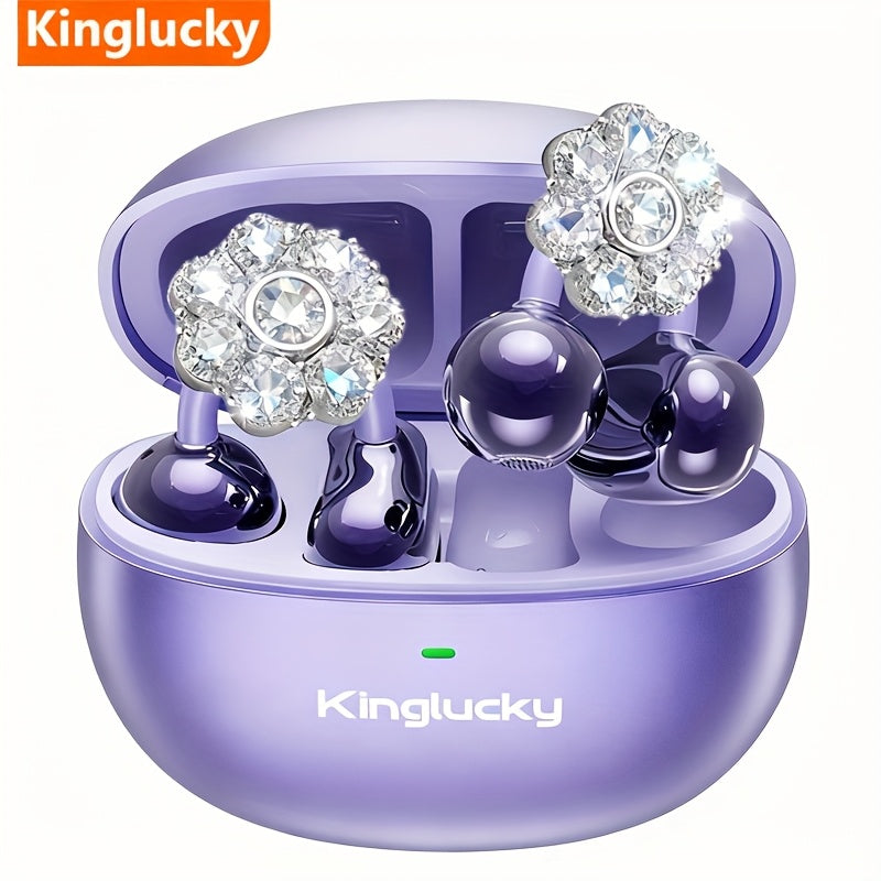 Kinglucky I121 Wireless Earbuds With Detachable Gemstone Earrings Bluetooth 5.4 HiFi Stereo ANC For Exercise Outdoors