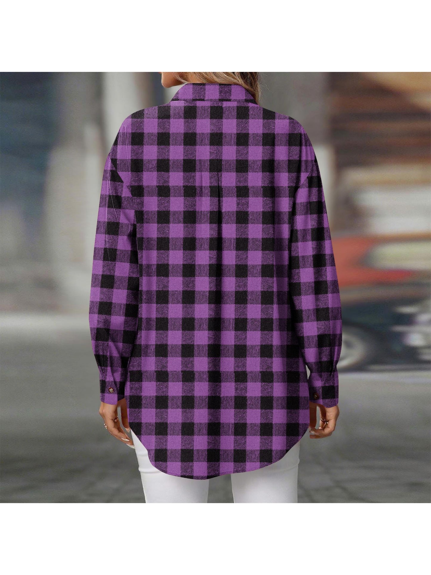 XECVKR Buffalo Plaid Flannel Shirt For Women Long Sleeve