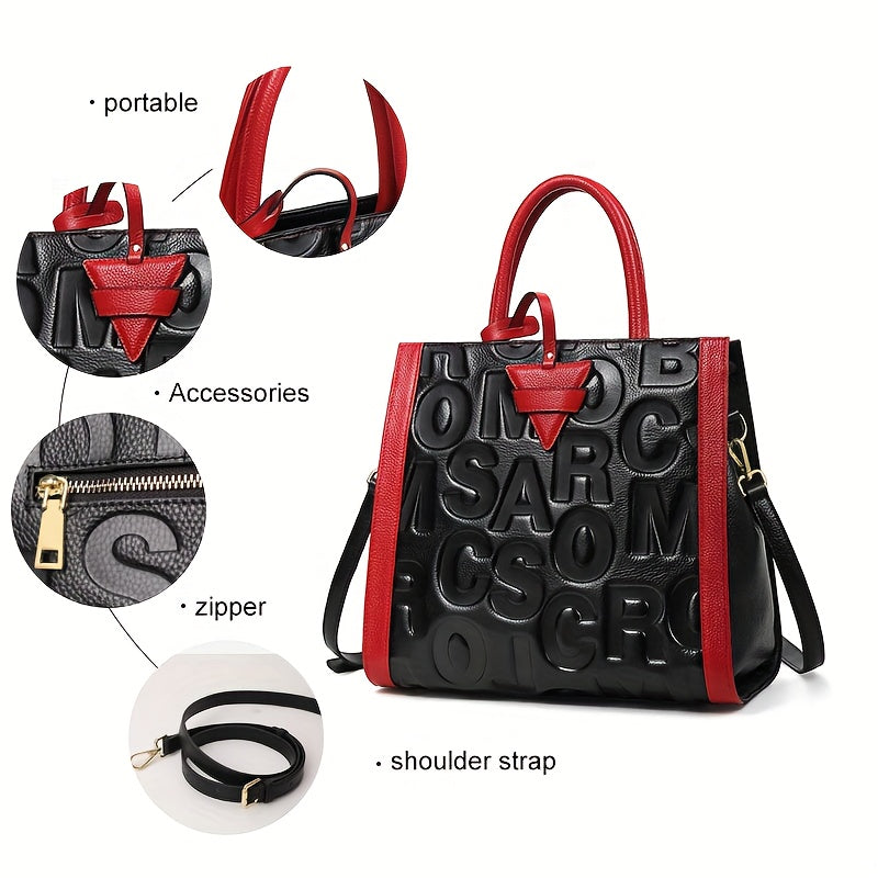 Genuine Cowhide Handbag And Crossbody With Adjustable Strap Zipper Closure