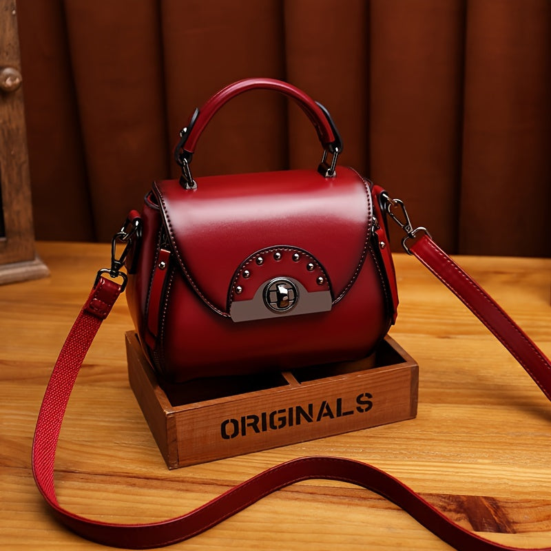 Women Genuine Leather Crossbody Bag With Adjustable Strap