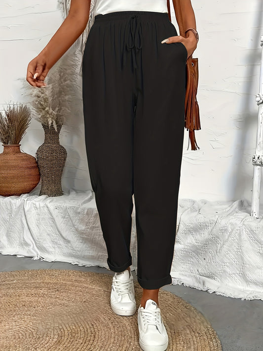 Breathable Linen Drawstring Waist Pants For Summer Comfort