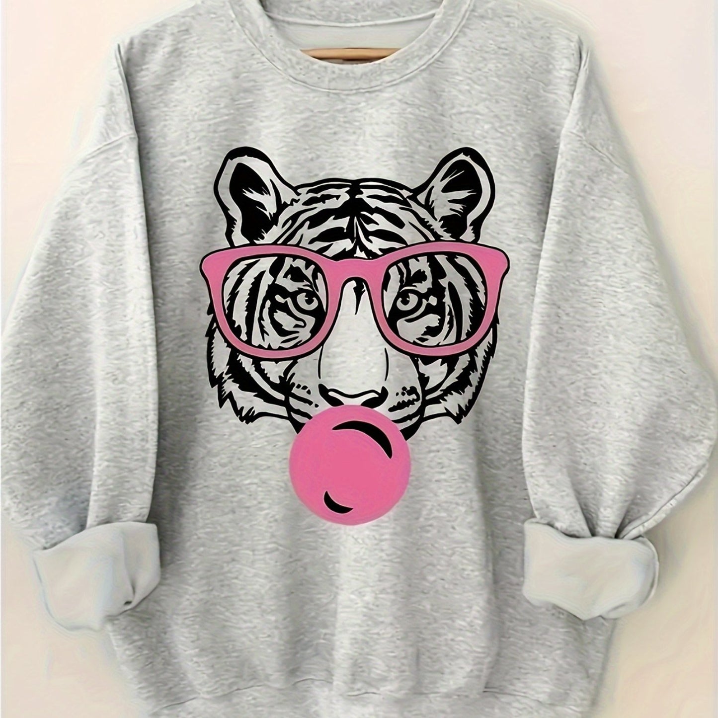 BANGELY Tiger Print AllSeasonWear ThermalInsulation CrewNeck Sweatshirt WinterFashion