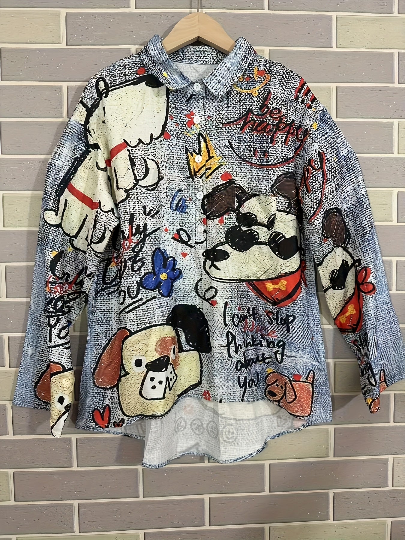 Women's Floral Bird Print Casual Shirt Featuring AllSeason Lightweight Polyester