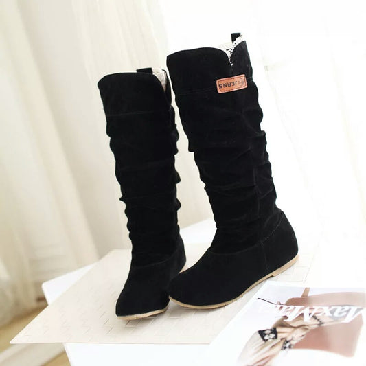 All Seasonal Lace Up Mid Calf Boots With Ruffle Trim