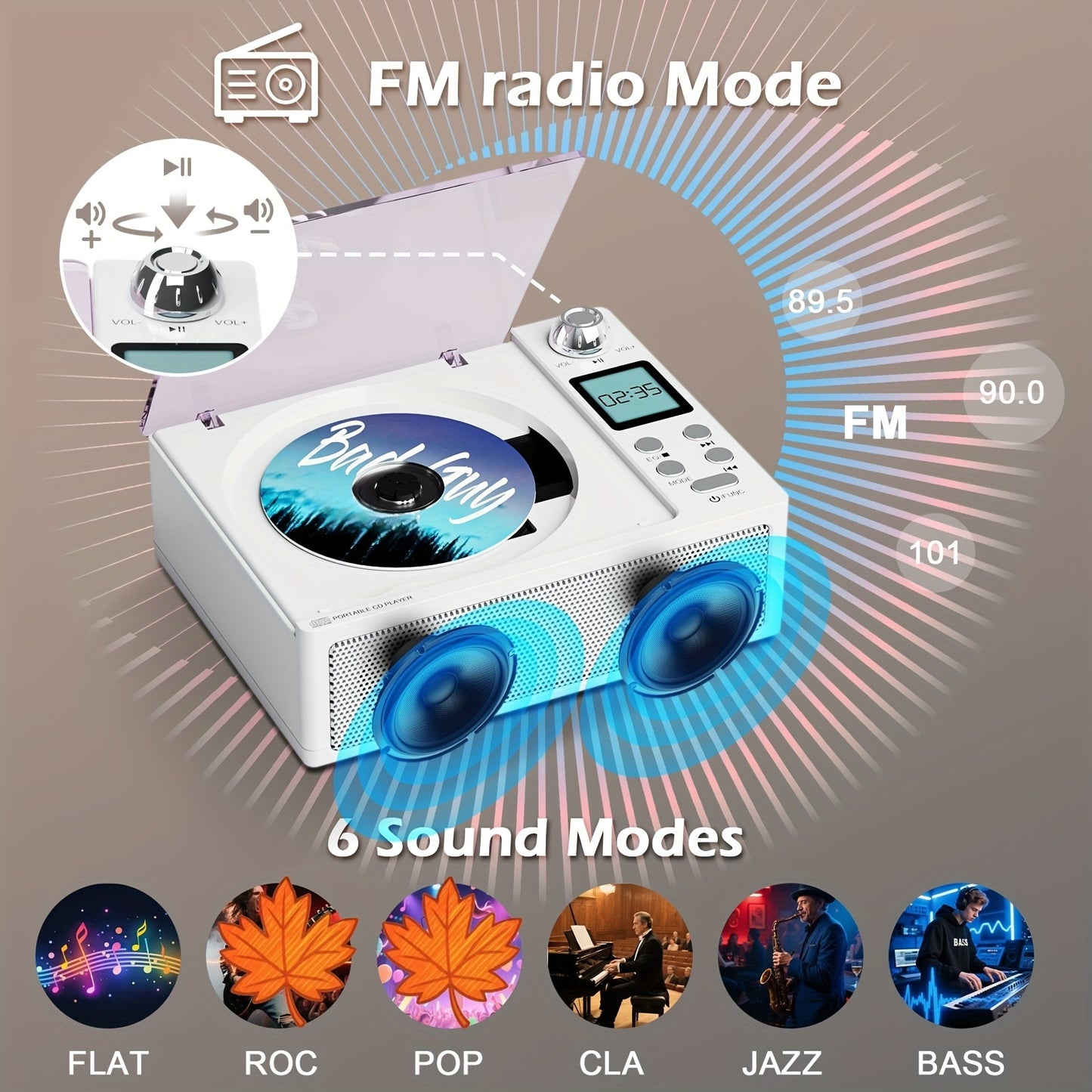 M-AMAZUP CD Player With Bluetooth USB FM Radio