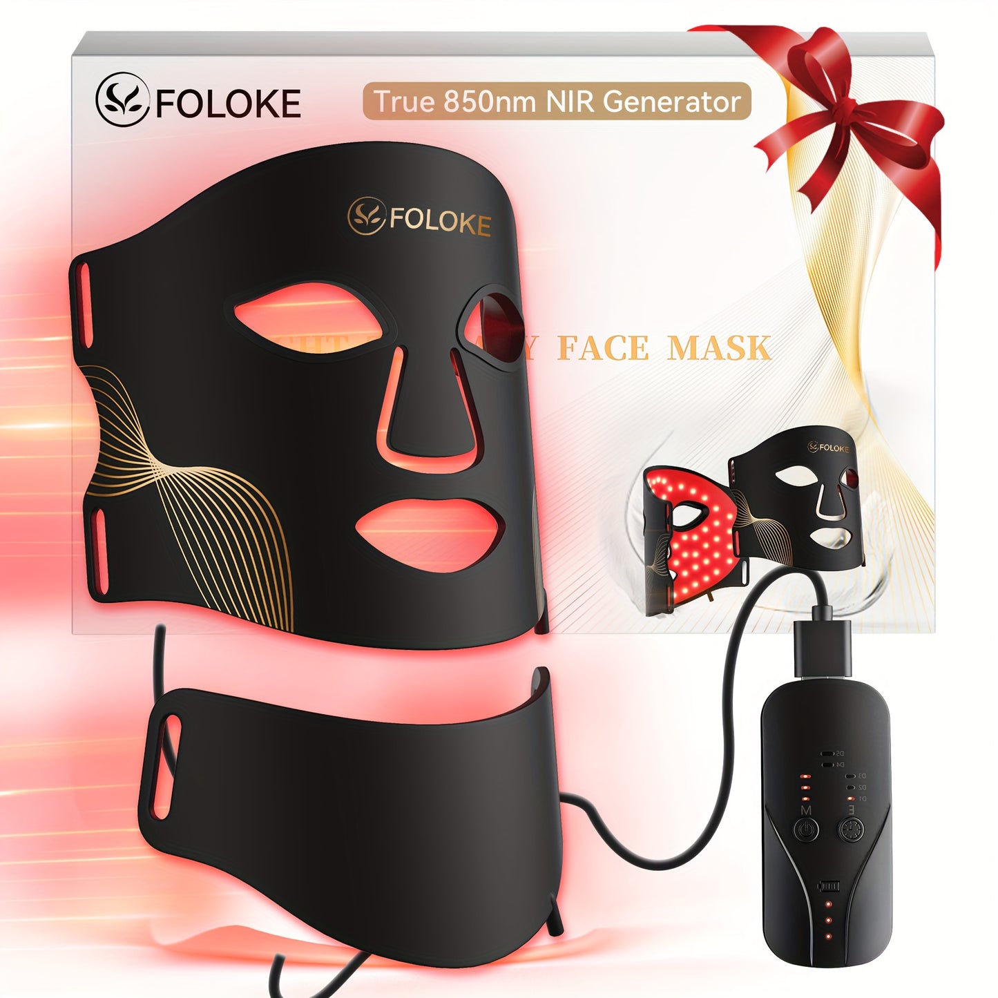 FOLOKE FDA Cleared LED Light Mask For Home Use Portable USB Powered Skincare Device Wavelength
