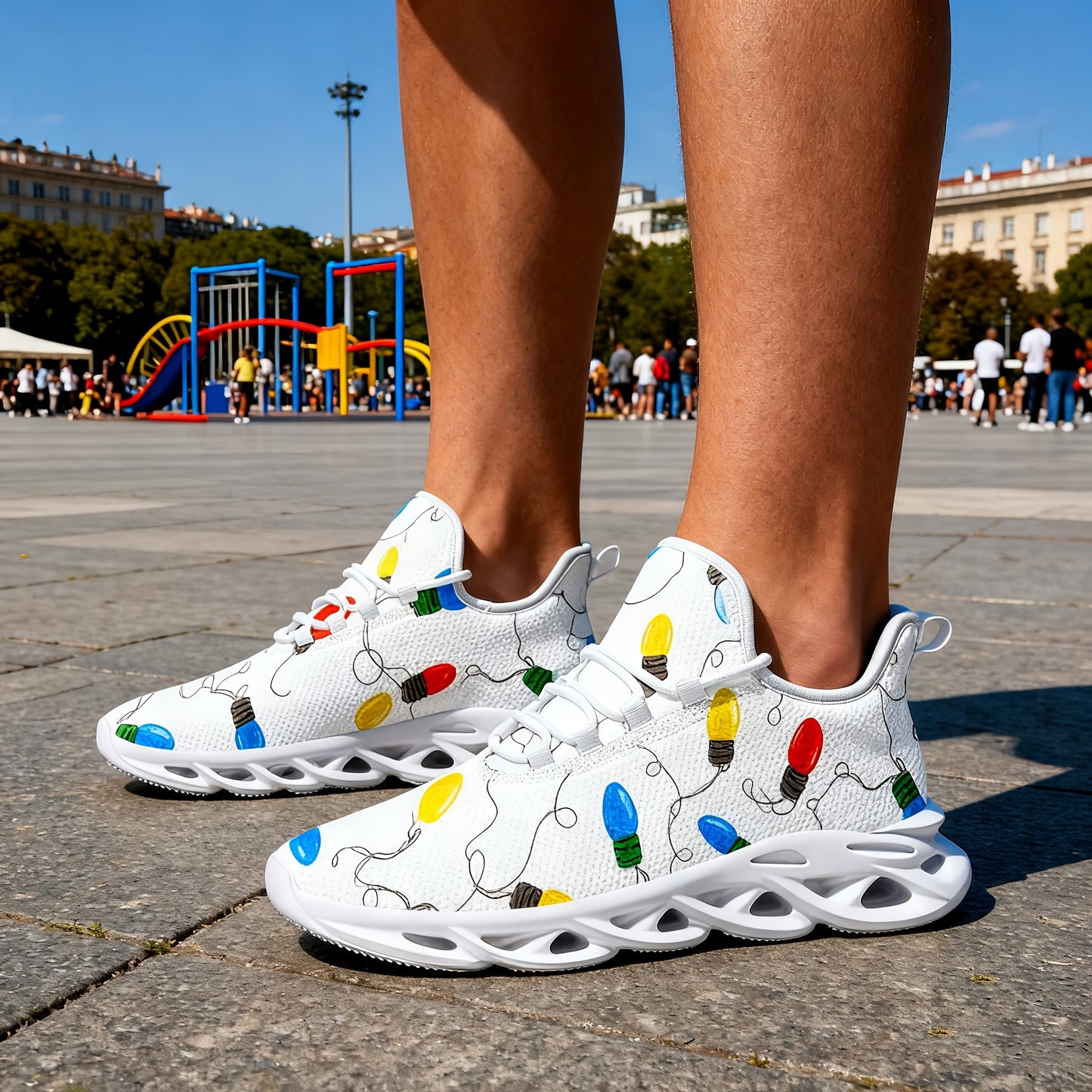 Seamless Pattern Christmas Lights And Connecting Wires Decor