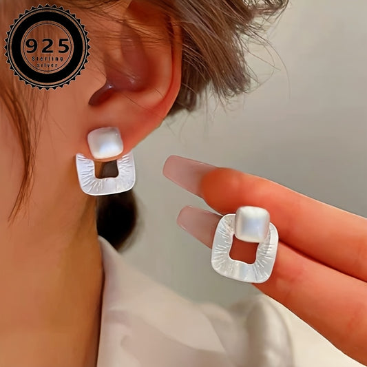 HUATAIRY Geometric Square Earrings 925 Sterling Silver