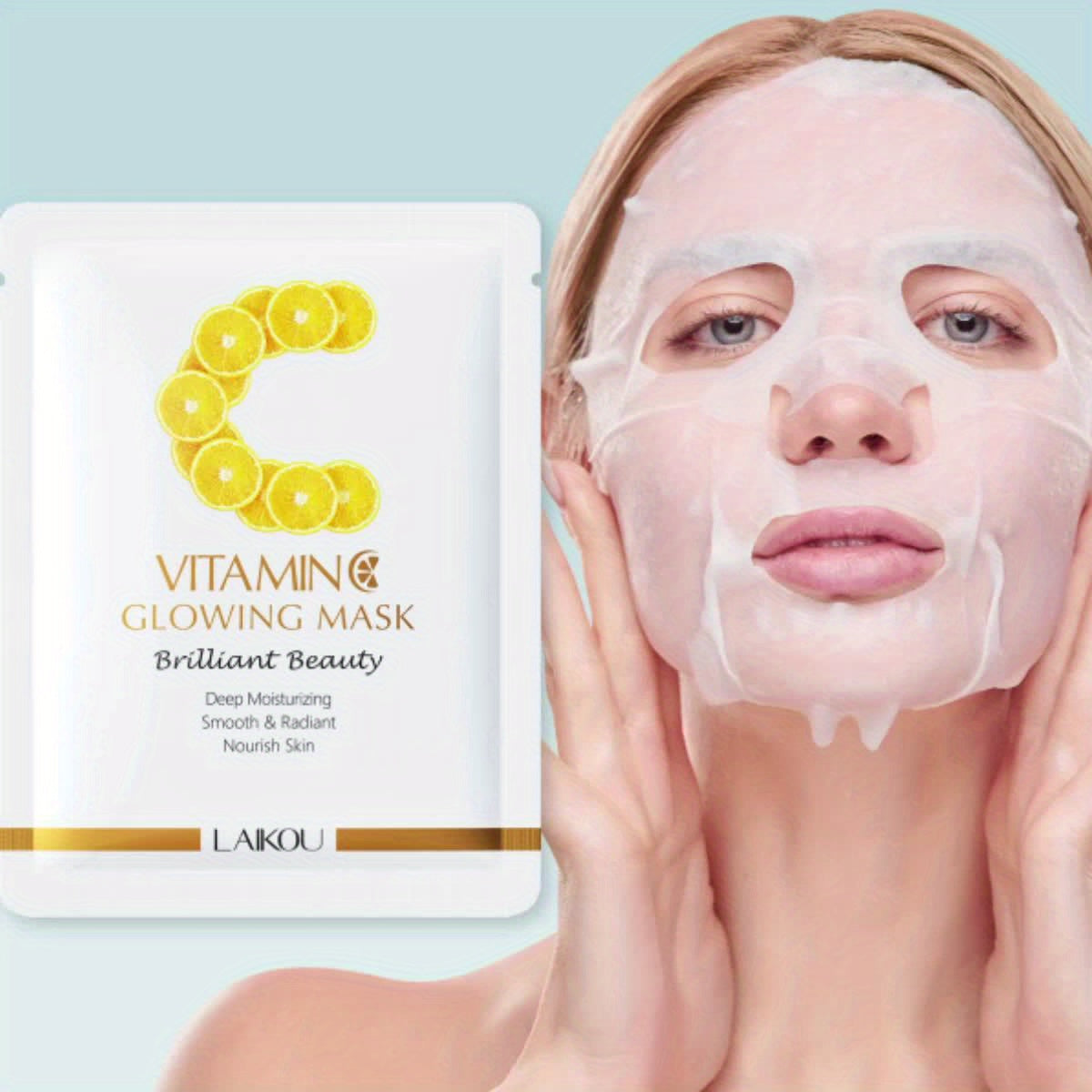 LAIKOUE Vitamin C Glow Mask Sheet 20 Packs Hydrating Radiance