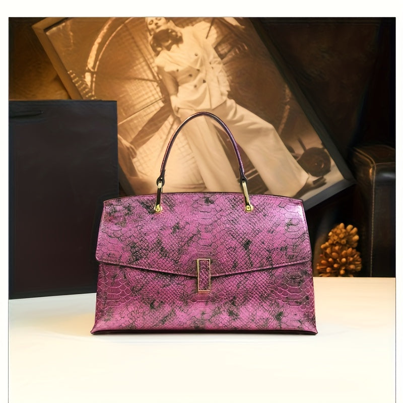 Genuine Leather Handbag With Zipper Closure Crossbody Shoulder Bag