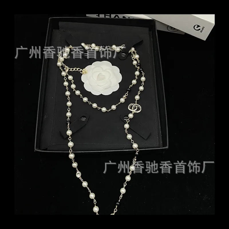 Zircon Pearl Square Diamond Chain Necklace For Women