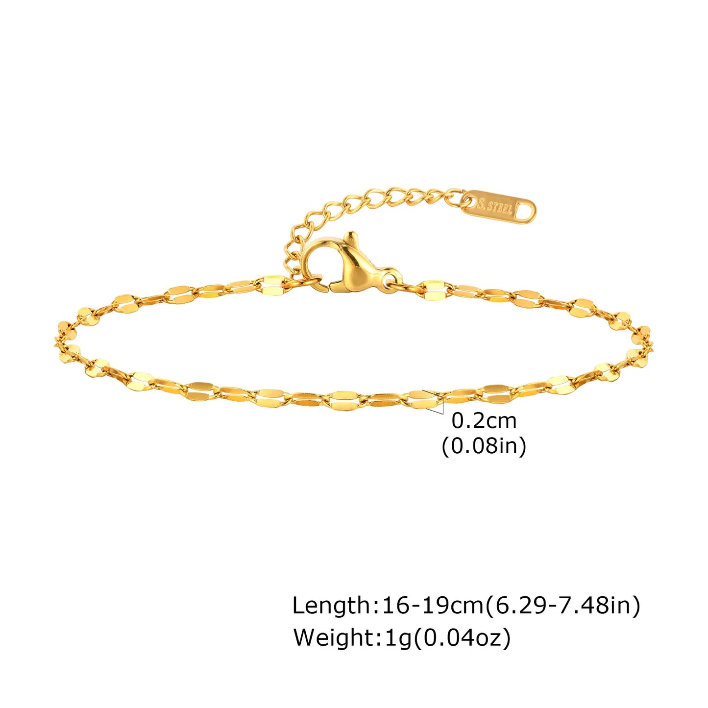 Stainless Steel Thin Chain Stackable Bracelet For Women