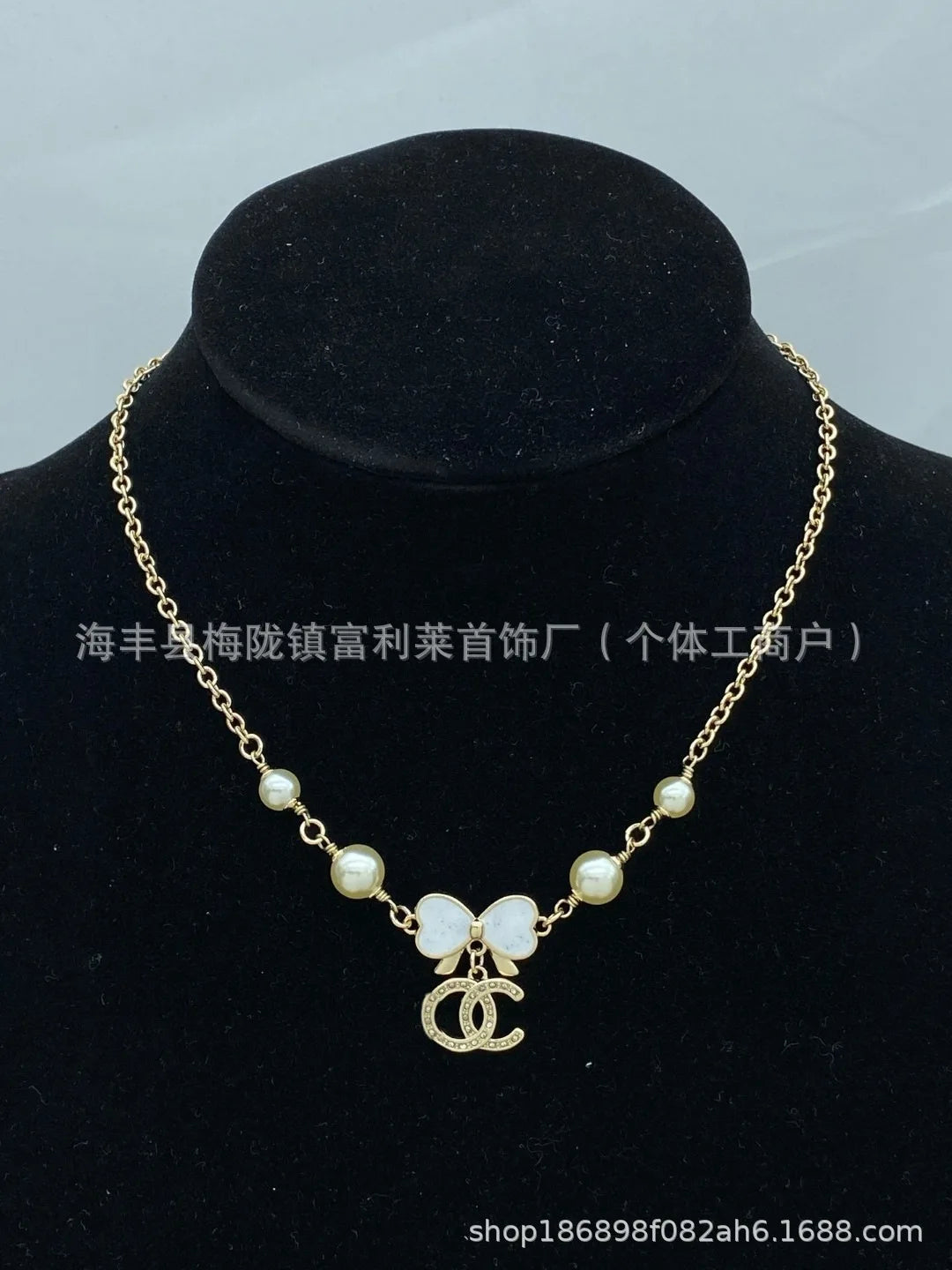 NONECN Pearl Necklace Diamond Encrusted Zircon Choker Chain