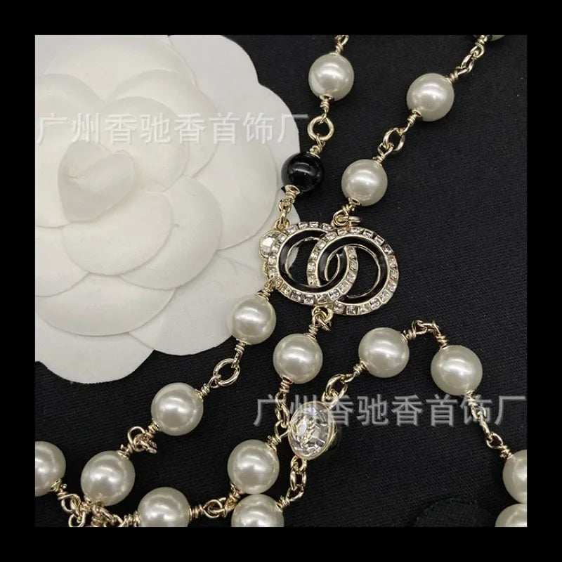 Zircon Pearl Square Diamond Chain Necklace For Women