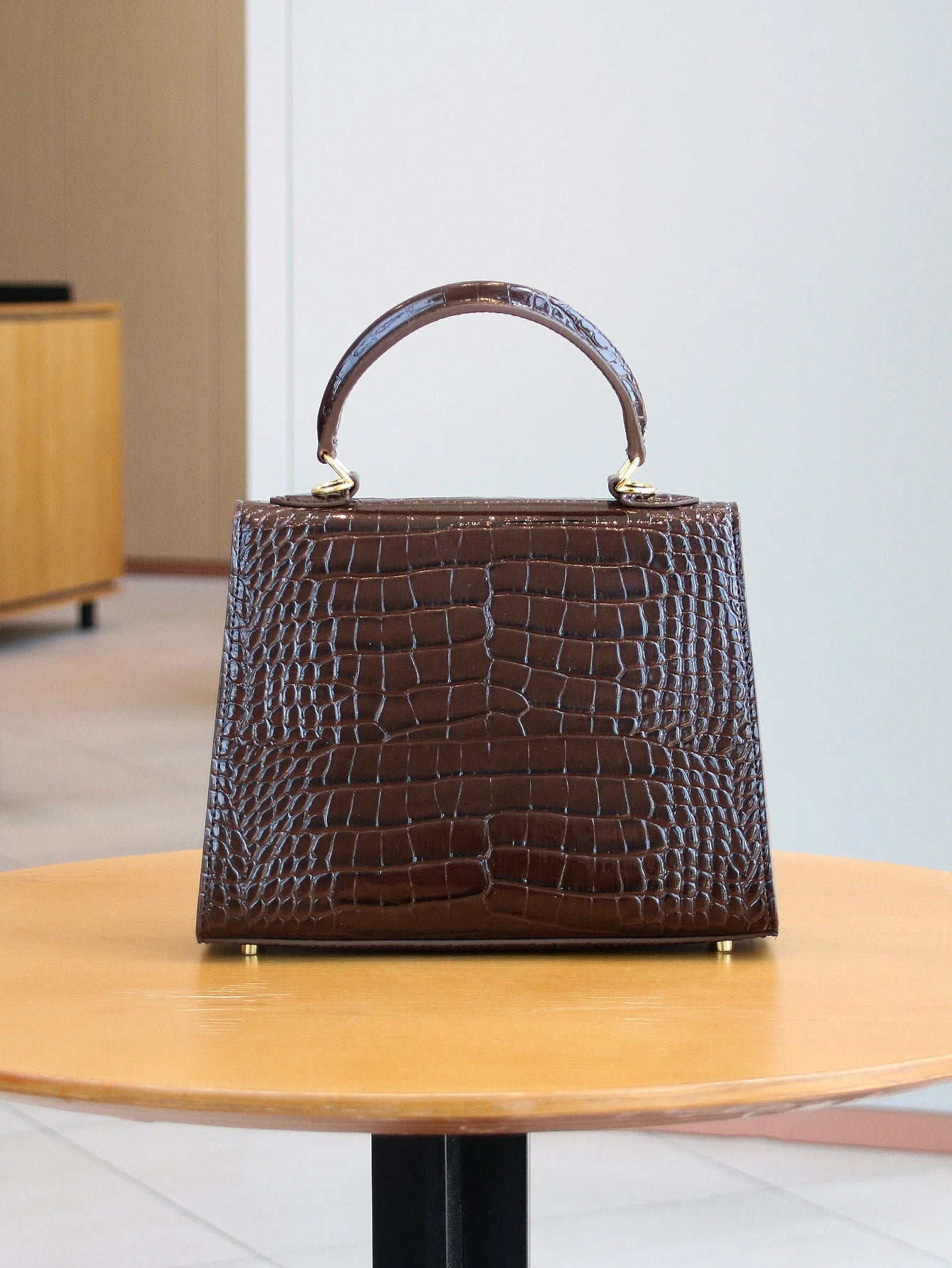 NONECN Crocodile Pattern Leather Handbag For Women Office Work
