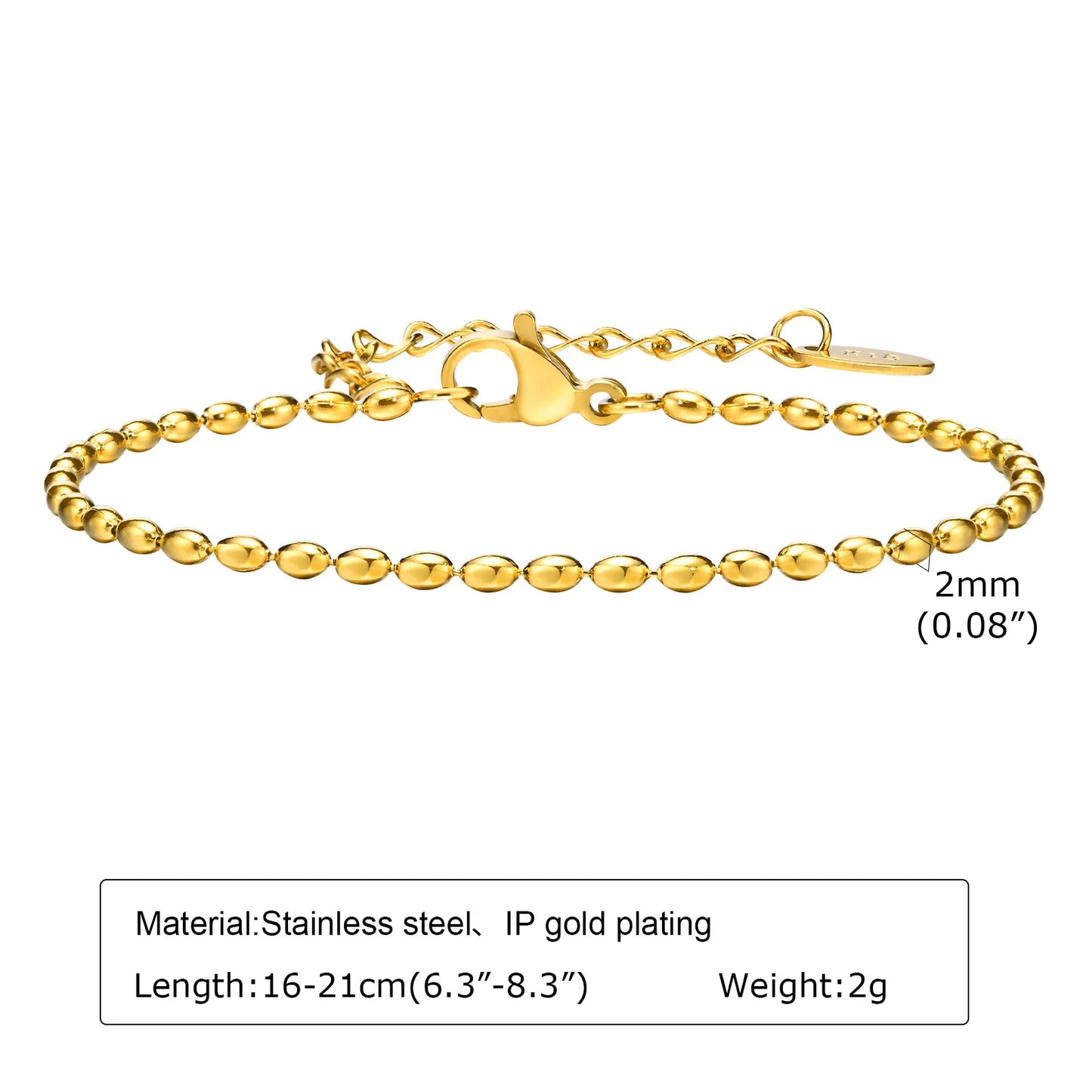 Stainless Steel Thin Chain Stackable Bracelet For Women