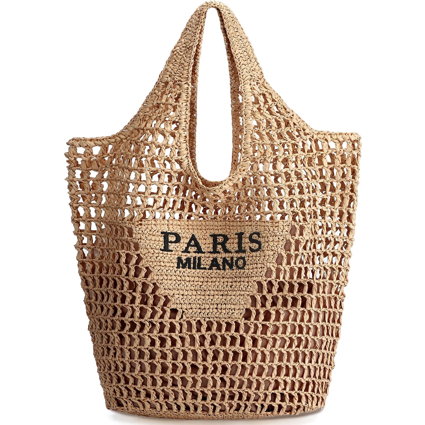 Straw Beach Tote Bag for Women Handmade Woven Mesh Bag