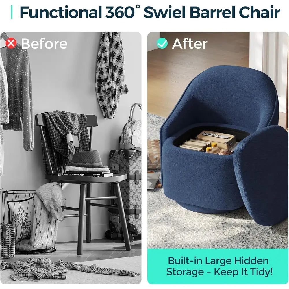 Swivel Accent Chair Set Chenille Barrel Chairs With Storage