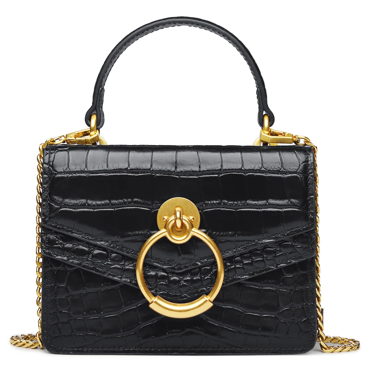NONECN Genuine Leather Chain Crossbody Bag For Women Luxury Designer