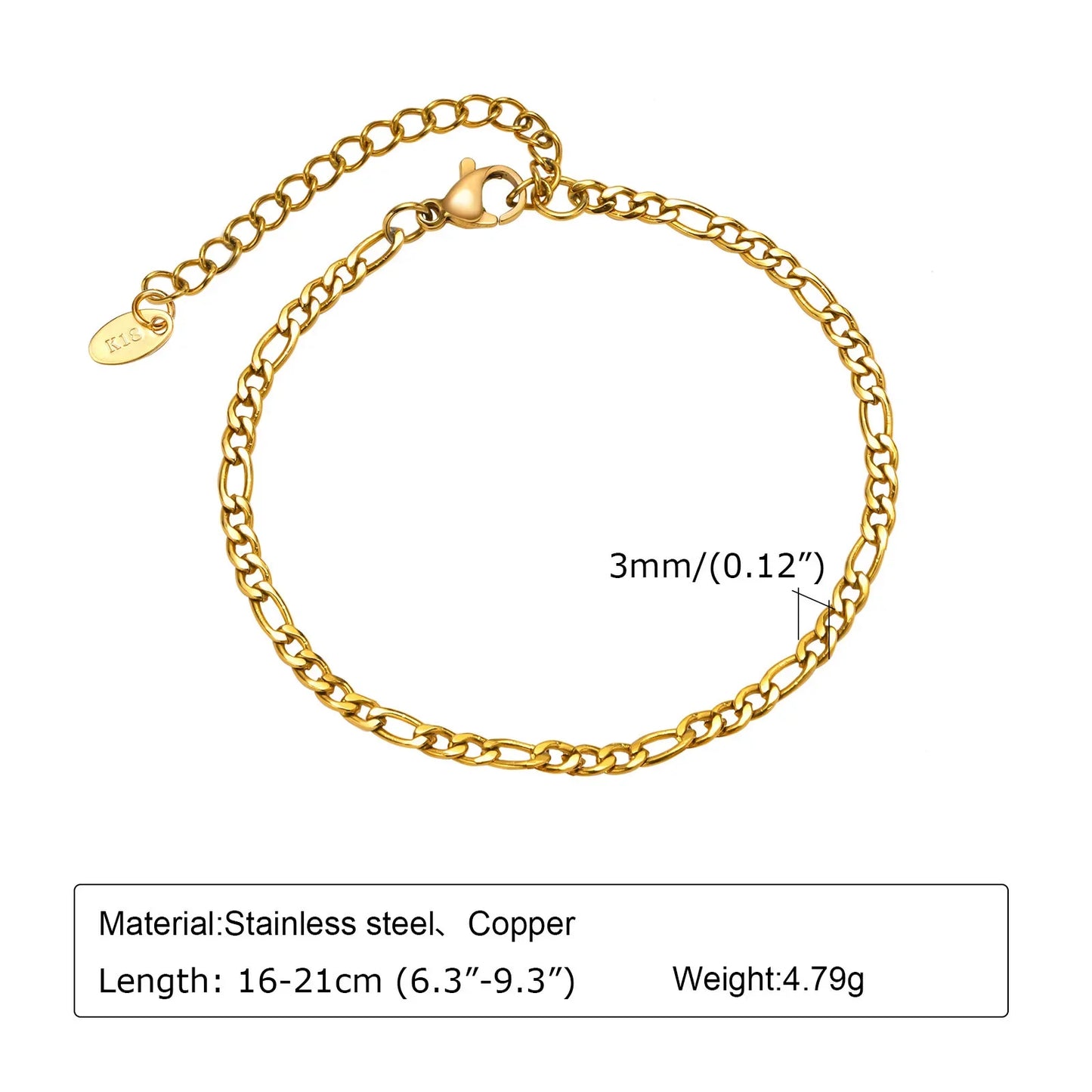 Stainless Steel Thin Chain Stackable Bracelet For Women