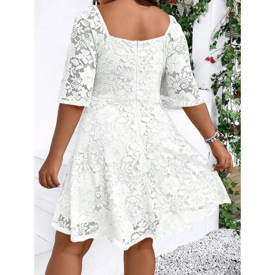 Plus Size Women's Butterfly Sleeve Wrap Knit Dress Mesh