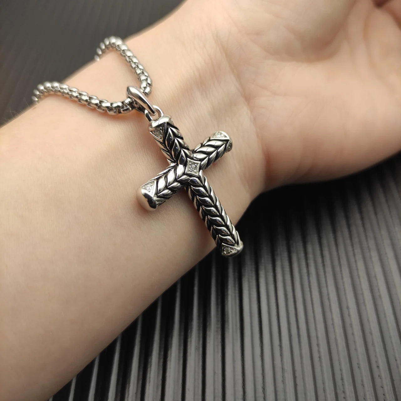Diamond Cross Necklace Unisex Pendant Zircon Stone