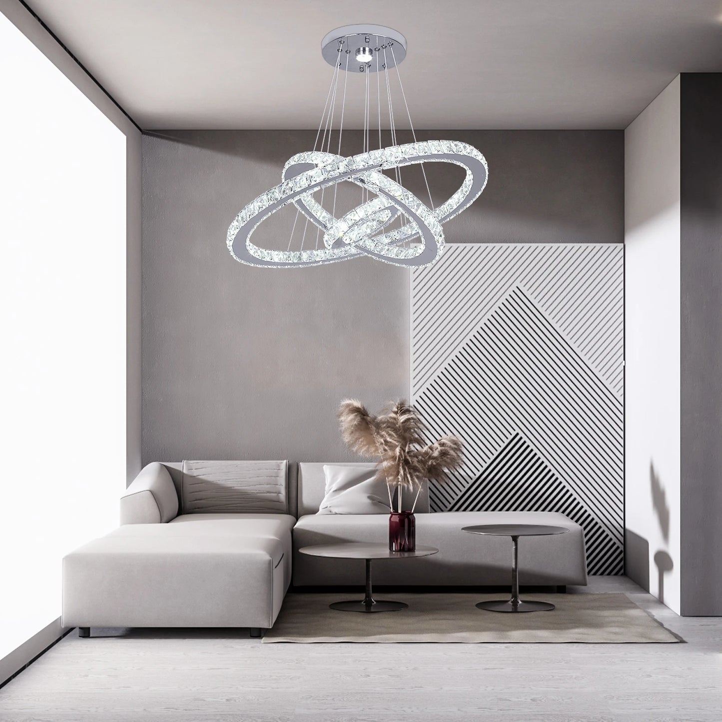 Vinilky Crystal Luxury Pendant Lights For Living Room Remote Control Chandeliers