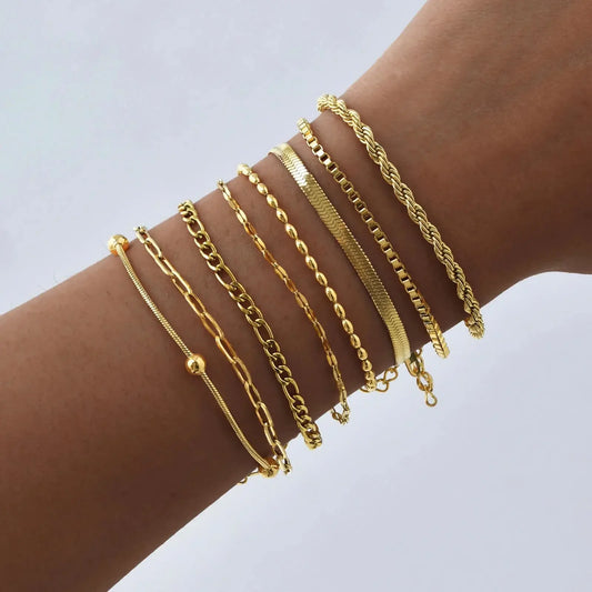 Stainless Steel Thin Chain Stackable Bracelet For Women