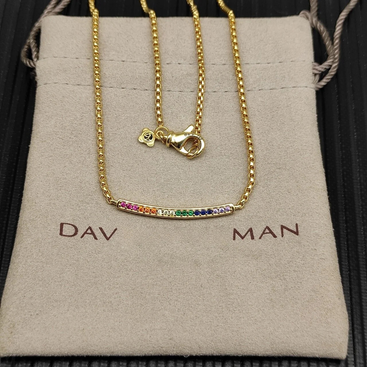 Unisex Multi-Chain Serrated Zircon Necklace Pendant