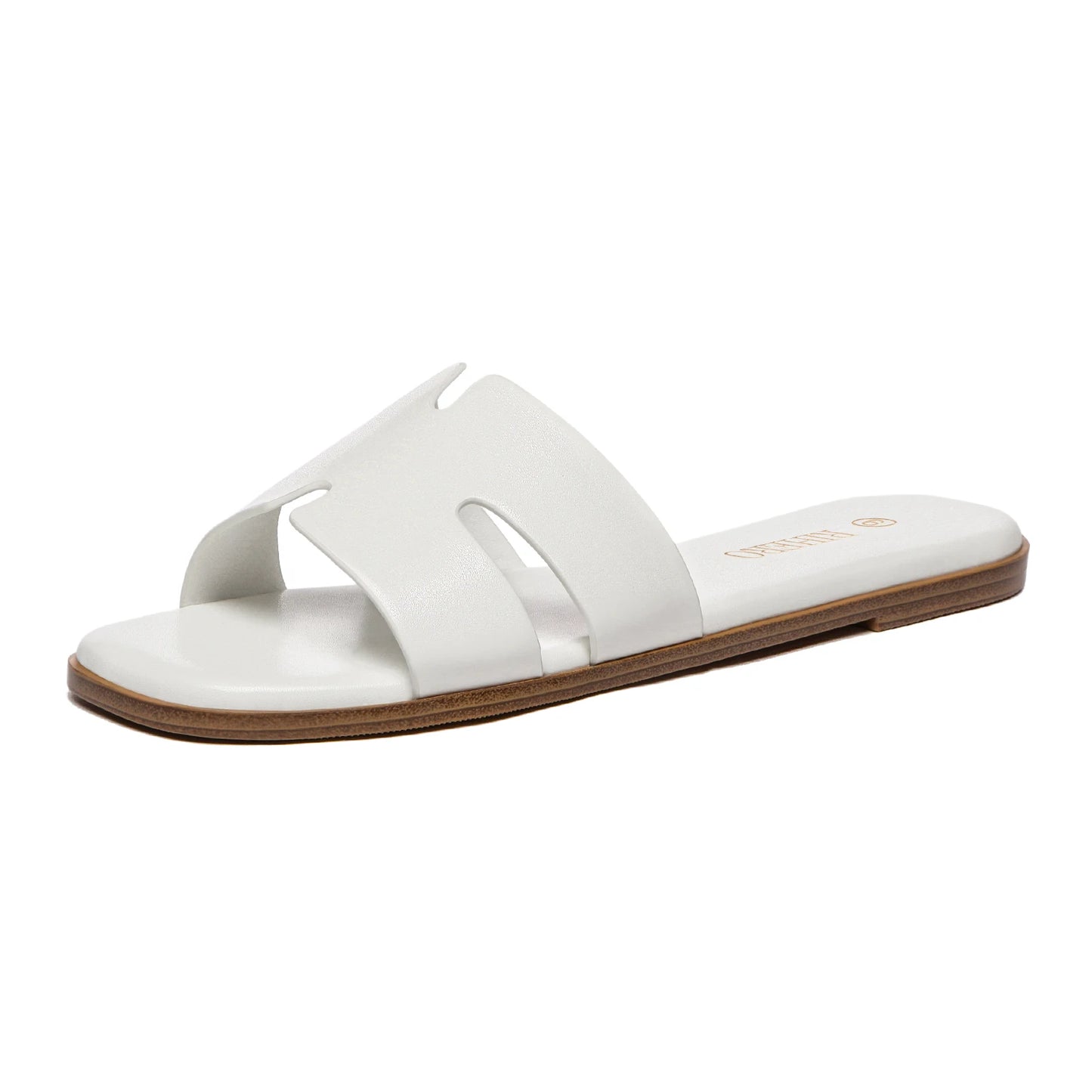 Women's PU Slip On Flat Sandals Casual Comfortable Slide Sandals