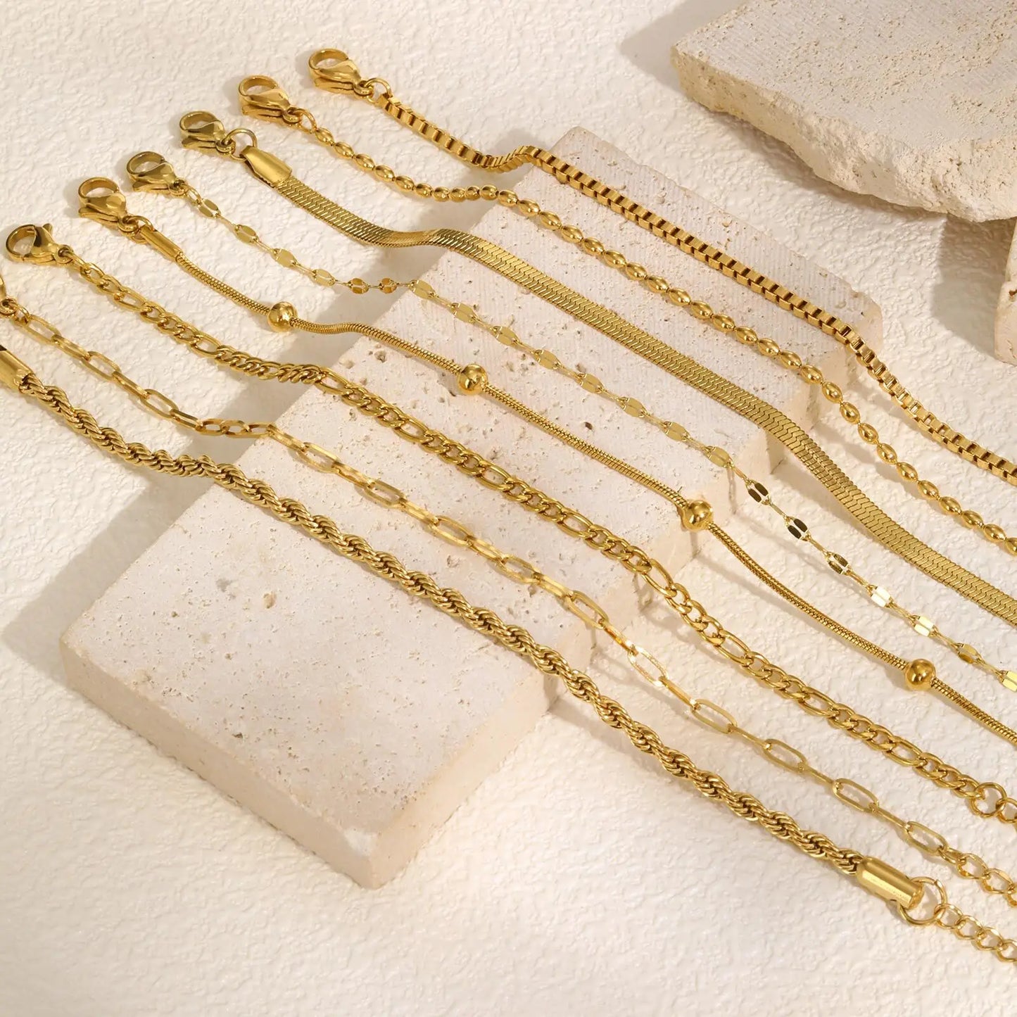 Stainless Steel Thin Chain Stackable Bracelet For Women