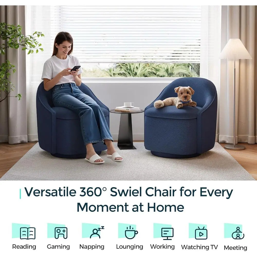 Swivel Accent Chair Set Chenille Barrel Chairs With Storage