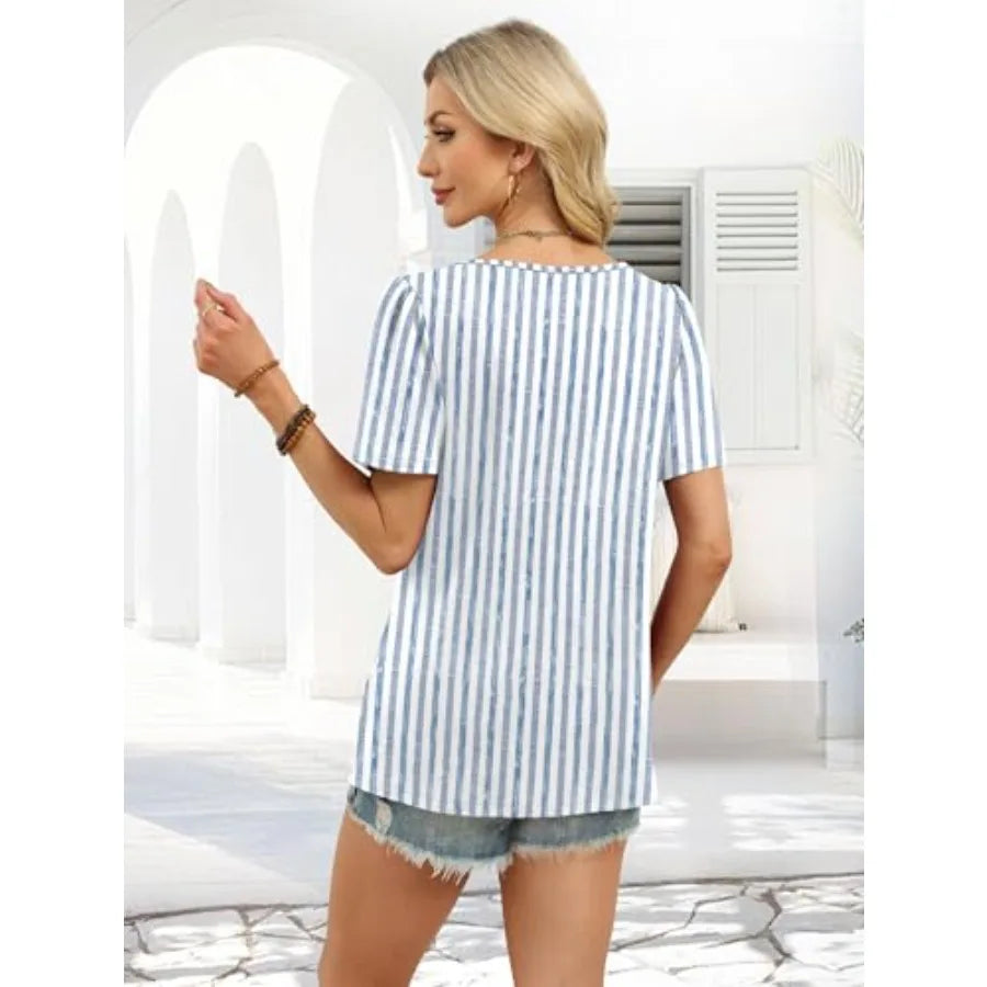 Women's Square Neck Short Sleeve Top Polyester Knit Regular Fit
